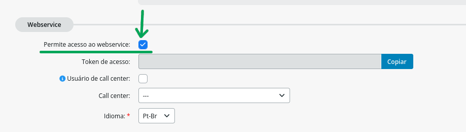 Permite acesso ao webservice